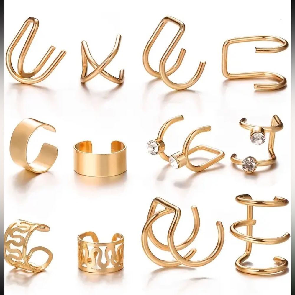 Gold Tone Women’s Ear Cuff Set - 12-Piece